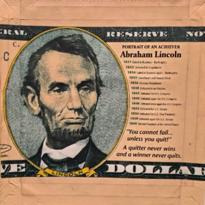 Engraved portrait on inspirational novelty dollar bill