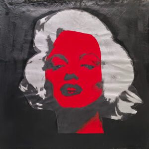Red and white pop-art female portrait