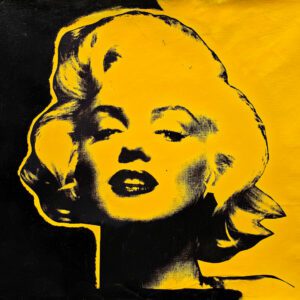 High-contrast yellow and black pop-art female portrait