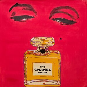 Pop-art Chanel No.5 bottle with eyes