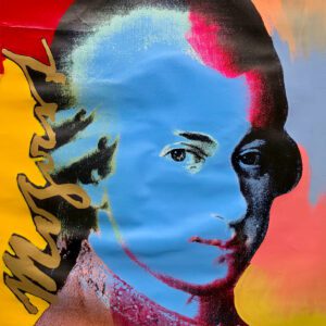 Colorful pop-art portrait of historical figure