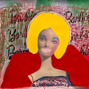 Abstract portrait of woman with yellow hair