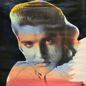 Stylized vintage male portrait with colorful overlay