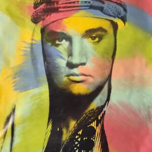 Colorful stylized portrait of man in headwrap