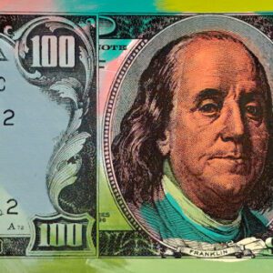 Close-up of US $100 bills