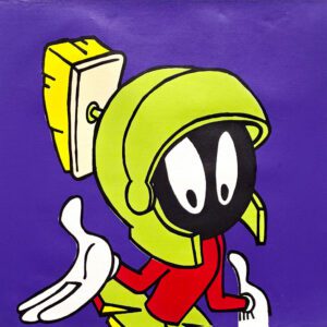 Marvin the Martian cartoon on purple background
