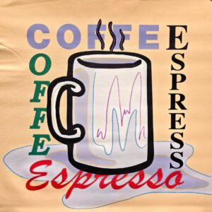 Stylized coffee mug with espresso lettering