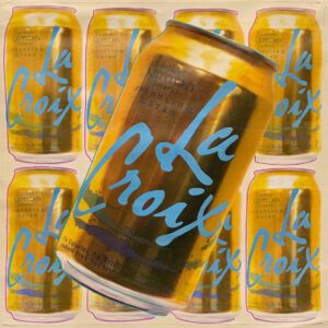 Tilted yellow LaCroix lemon cans collage