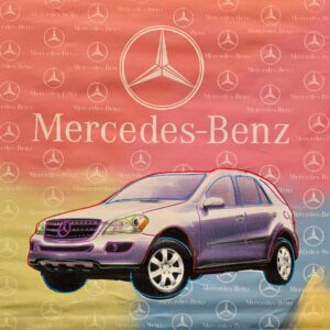 Purple Mercedes-Benz SUV illustration with logo
