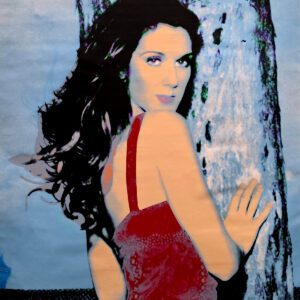 Stylized portrait of woman in red dress