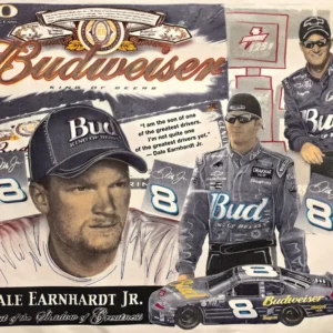Racing driver collage with Budweiser branding